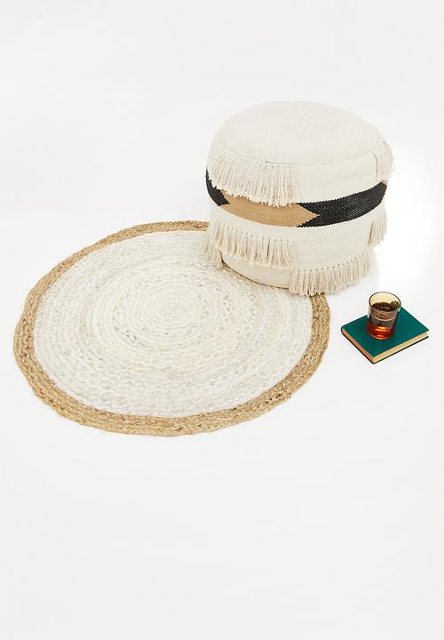 H&S - Denim & jute round rug - jute border