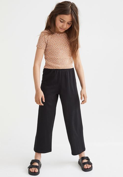 H&M - Crinkled jersey trousers - black