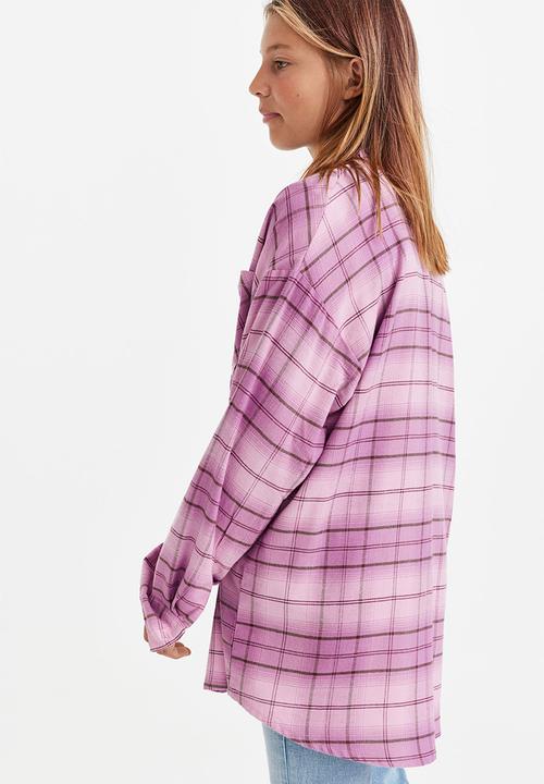 H&M - Oversized shirt - light purple/checked