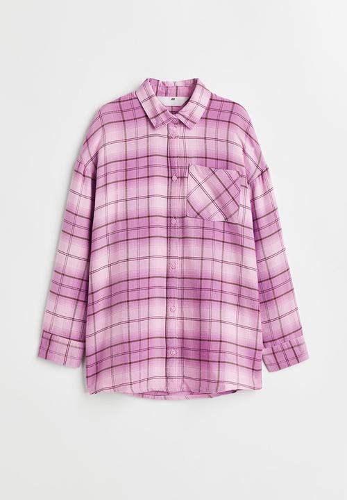 H&M - Oversized shirt - light purple/checked