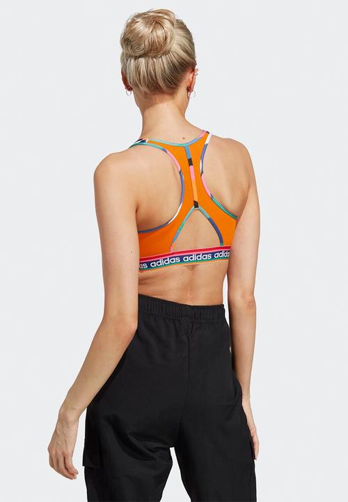 adidas Performance - Farm medium support bra - bold green & better scarlet
