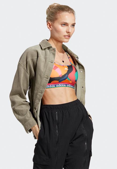adidas Performance - Farm medium support bra - bold green & better scarlet