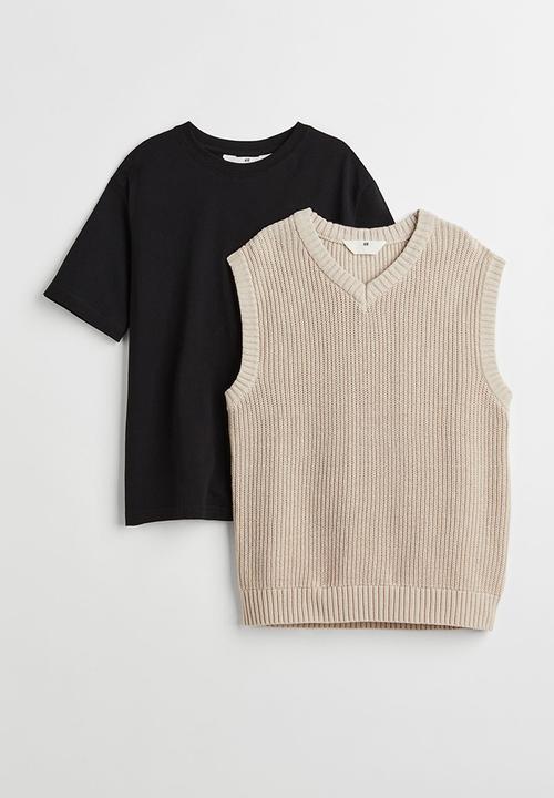 H&M - 2 Piece set - light beige & black