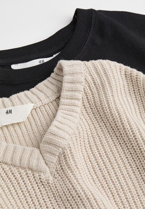 H&M - 2 Piece set - light beige & black