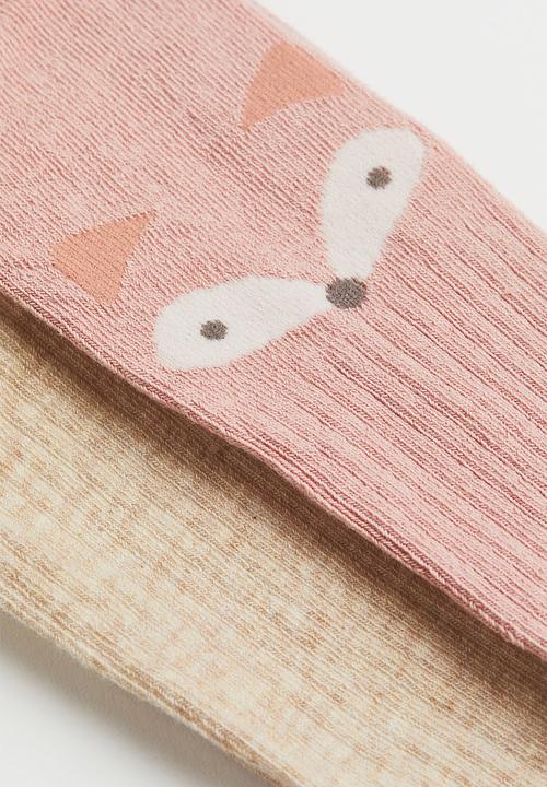H&M - 2 Pack tights - pink & beige marl