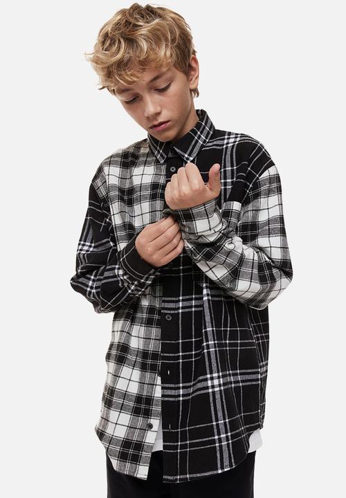 H&M - Cotton flannel shirt - black/checked