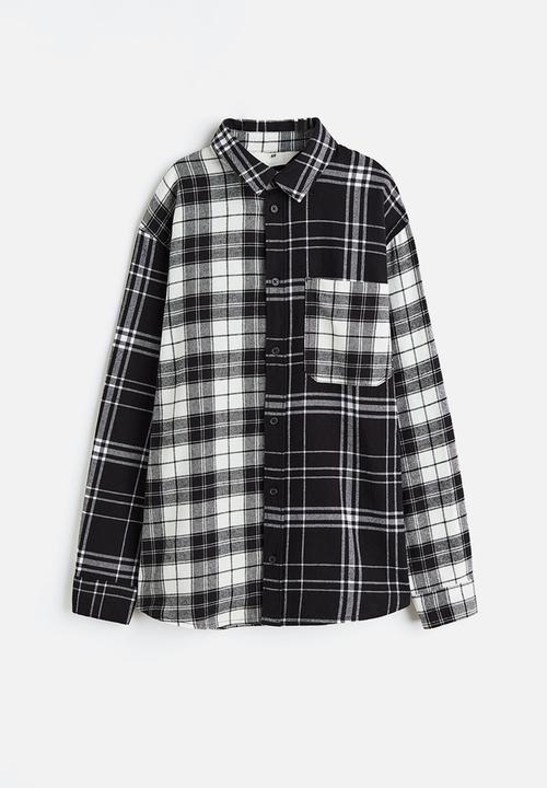 H&M - Cotton flannel shirt - black/checked