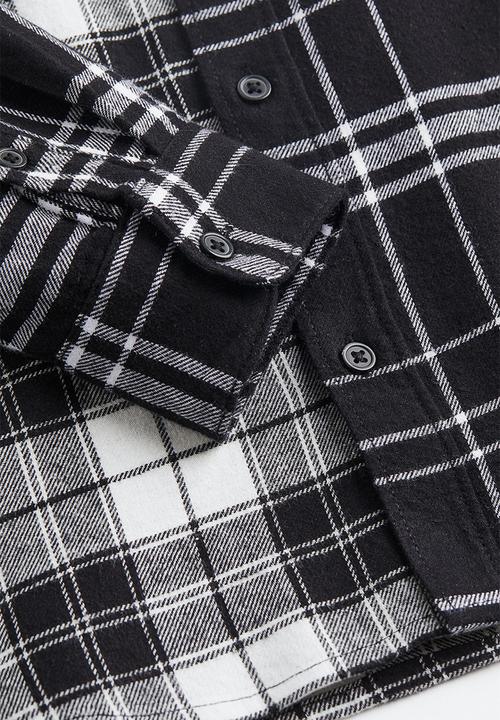 H&M - Cotton flannel shirt - black/checked