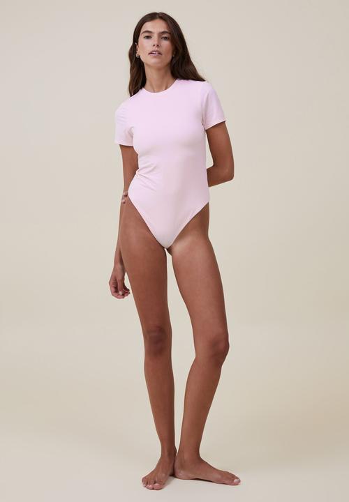 Cotton On - Soft lounge short sleeve bodysuit - tender touch pink