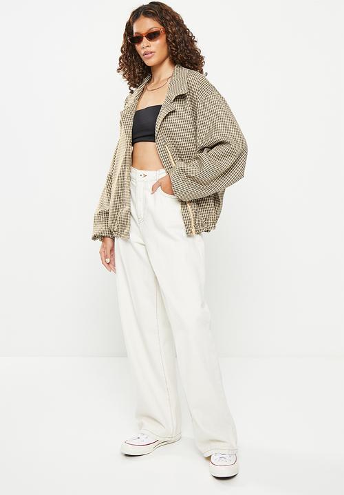Daisy Street - Collared check button up jacket - brown & black
