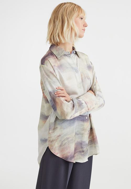 H&M - Shirt with a sheen - natural white/patterned