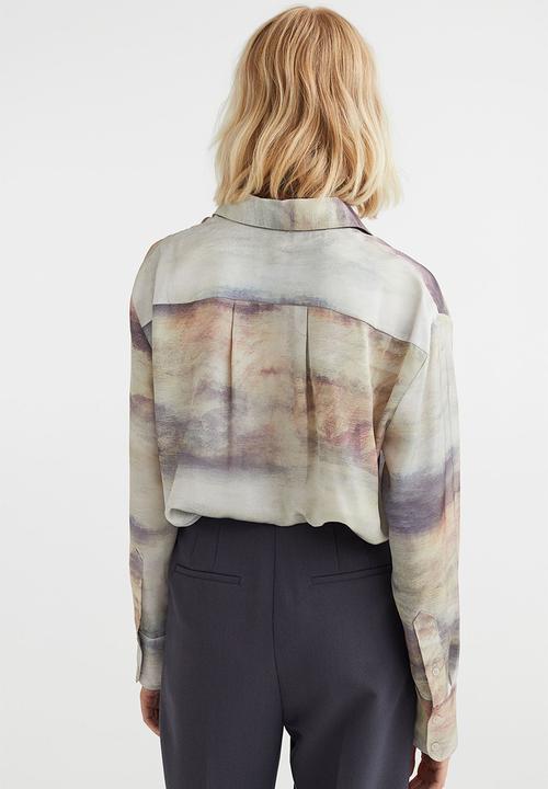 H&M - Shirt with a sheen - natural white/patterned