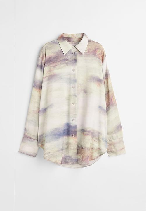 H&M - Shirt with a sheen - natural white/patterned