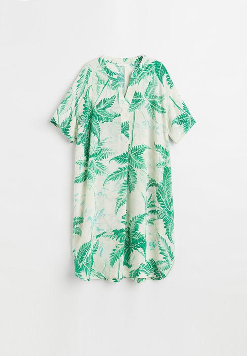 H&M - V-neck tunic - light beige/ferns
