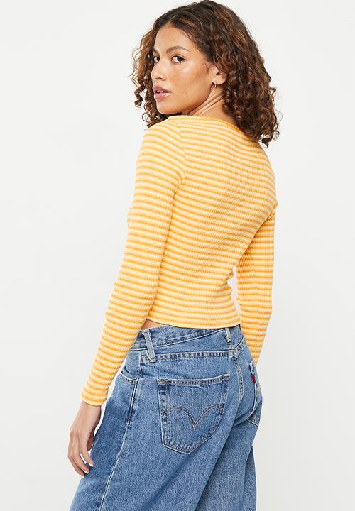 Levi’s® - Long sleeve britt snap front top - bikini stripe golden cream