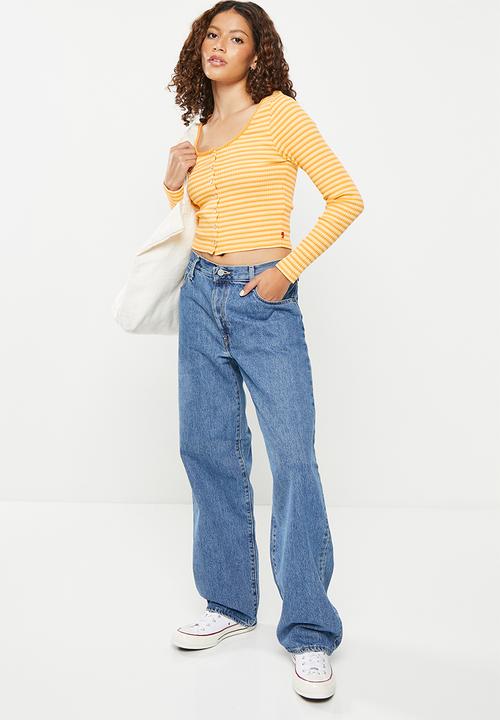 Levi’s® - Long sleeve britt snap front top - bikini stripe golden cream