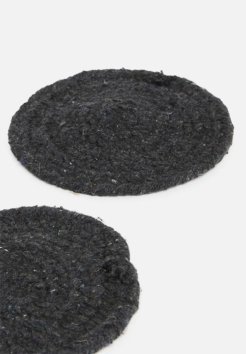 Excellent Houseware - Coaster set of 4 - charcoal