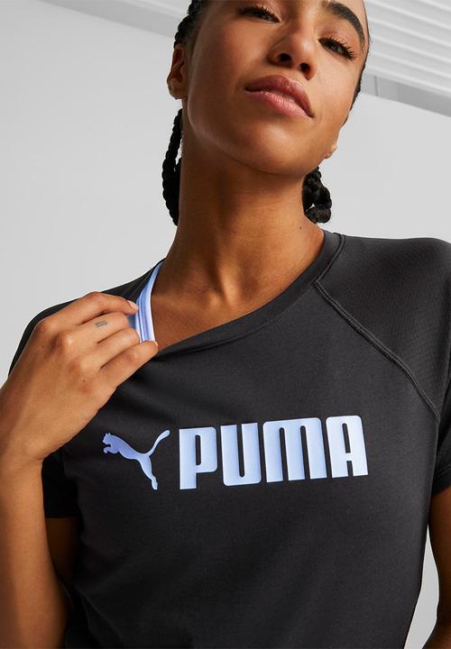 PUMA - Puma fit logo tee - puma black/elektro purple