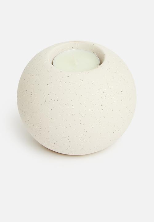 H&S - Porcelain ball tealight holder - off white