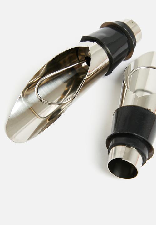 Excellent Houseware - Wine pourer set of 2- silver 