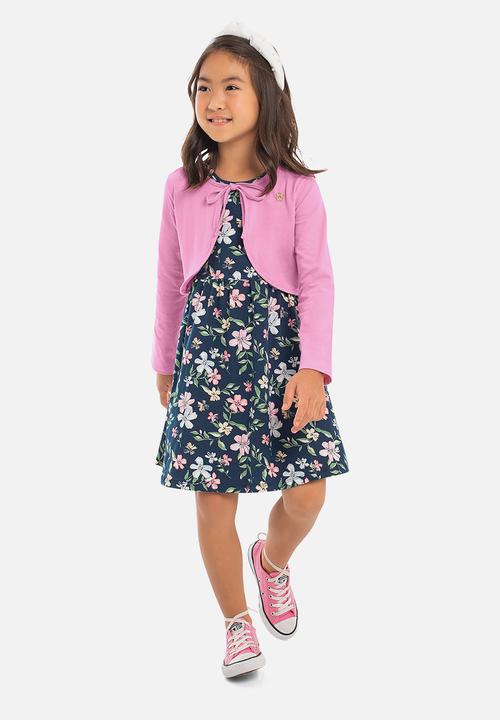 Quimby - Floral dress & shrug set - dark blue