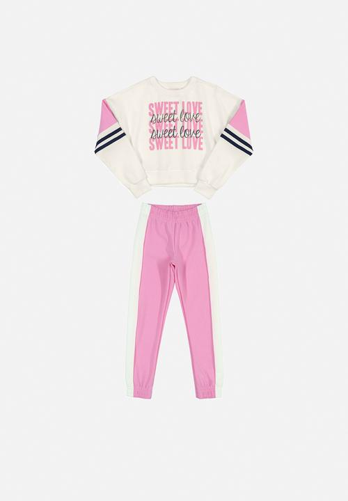 Quimby - Sweet love sweat set - off white & pink
