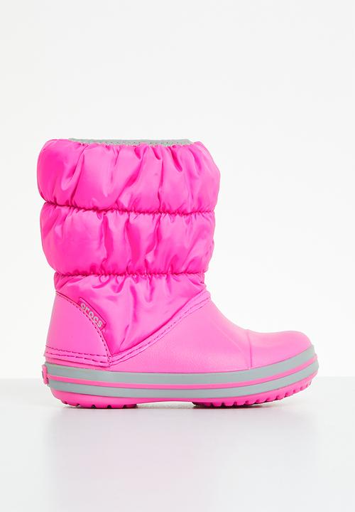 Crocs - Winter puff boot kids - electric pink/light grey