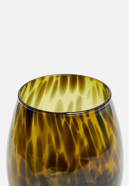 H&S - Mottled glass tealight holder - brown