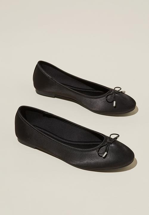 Cotton On - Emma bow ballerina - black satin