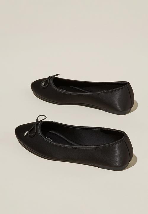 Cotton On - Emma bow ballerina - black satin