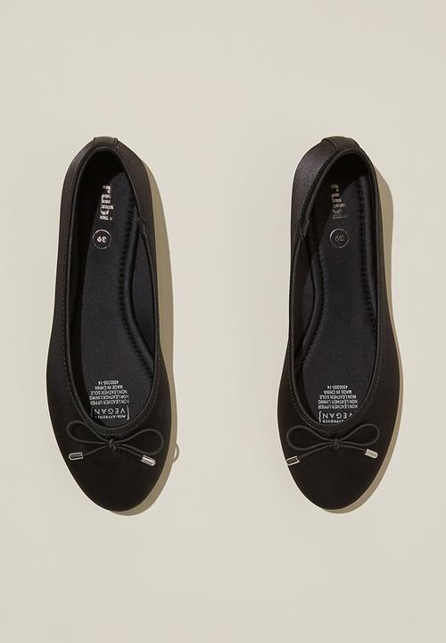 Cotton On - Emma bow ballerina - black satin