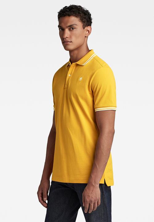 G-STAR - Dunda slim stripe polo short sleeve - dull yellow