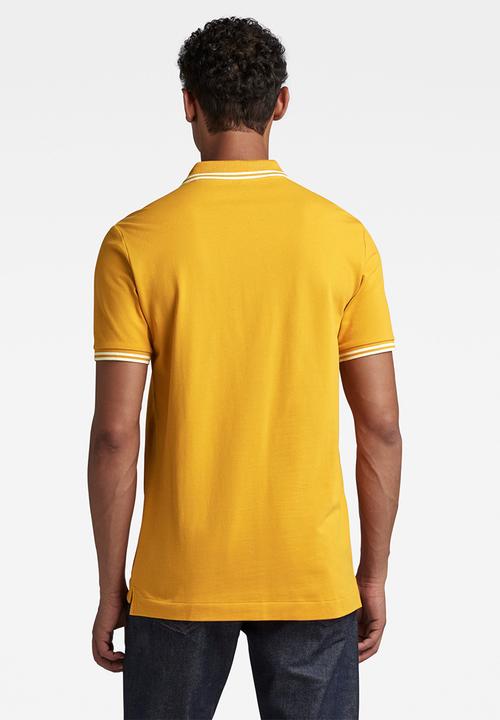 G-STAR - Dunda slim stripe polo short sleeve - dull yellow