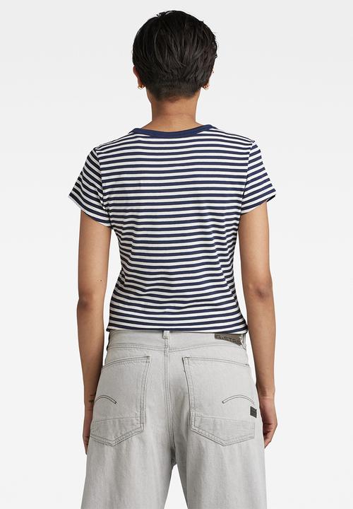 G-STAR - Eyben stripe slim v t wmn s\s - sartho blue/milk stripe