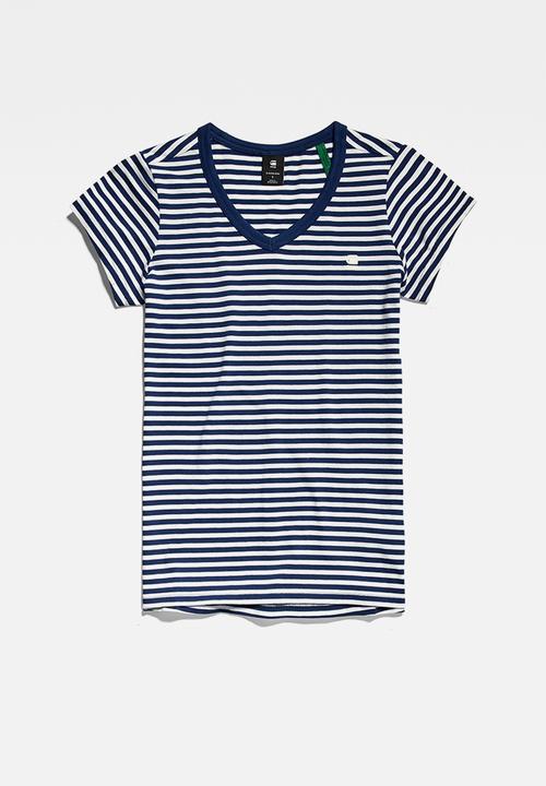G-STAR - Eyben stripe slim v t wmn s\s - sartho blue/milk stripe