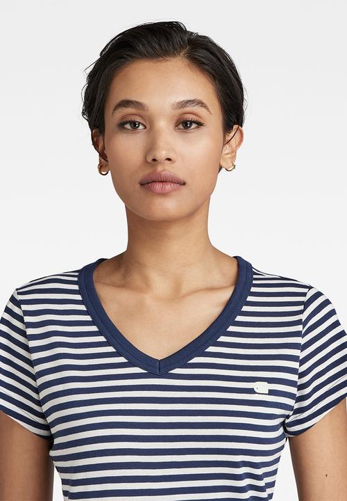 G-STAR - Eyben stripe slim v t wmn s\s - sartho blue/milk stripe