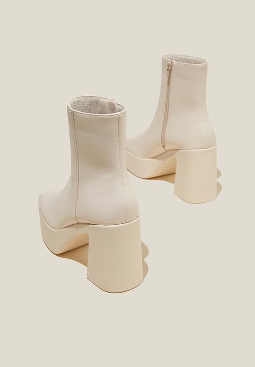 Cotton On - Hanna platform ankle boot  - vanilla vegan leather