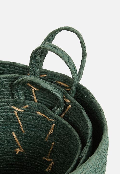 H&S - Paper forest basket set of 3 - green