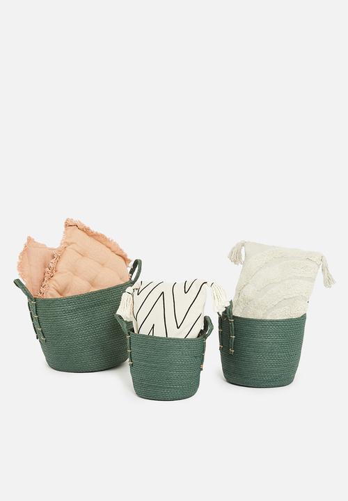 H&S - Paper forest basket set of 3 - green