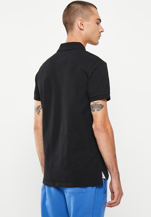 Aca Joe - Mens aca joe big embroidered golfer - black