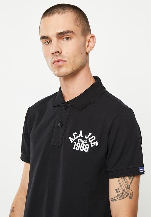 Aca Joe - Mens aca joe big embroidered golfer - black