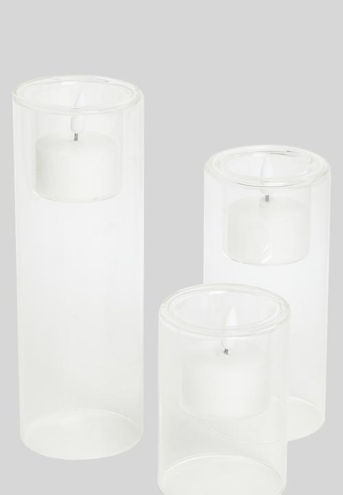 H&S - Glass led candle set - white