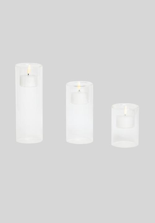 H&S - Glass led candle set - white