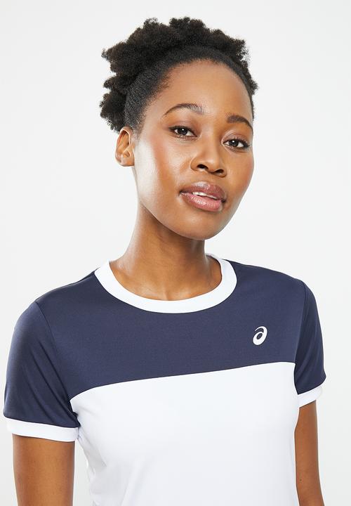 ASICS - Women court short sleeve top - brilliant white/midnight