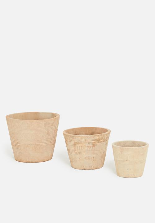 H&S - Kira planter set of 3 - clay
