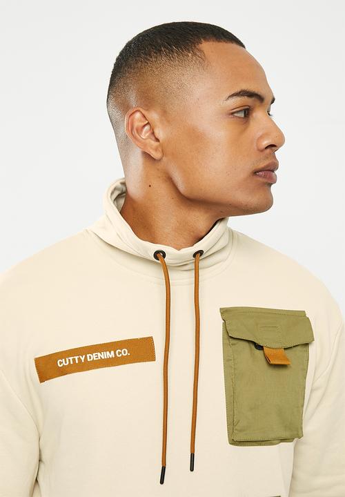 Cutty - Leon shawl collar sweatshirt - stone