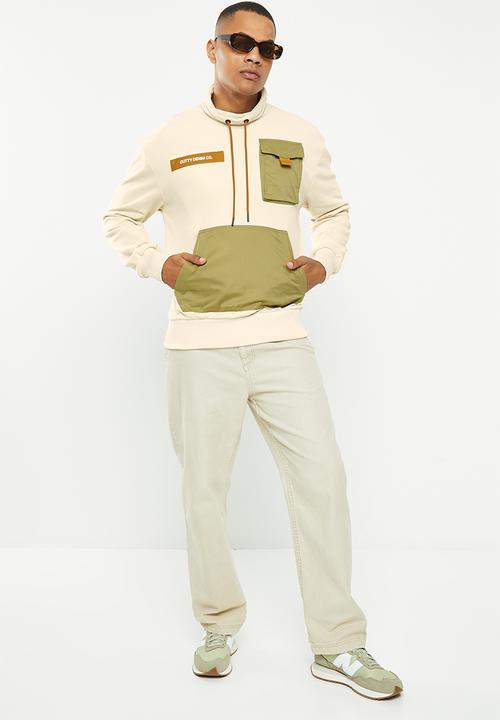 Cutty - Leon shawl collar sweatshirt - stone