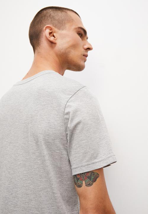 Superbalist - Placement print reg fit crew tee - grey melange