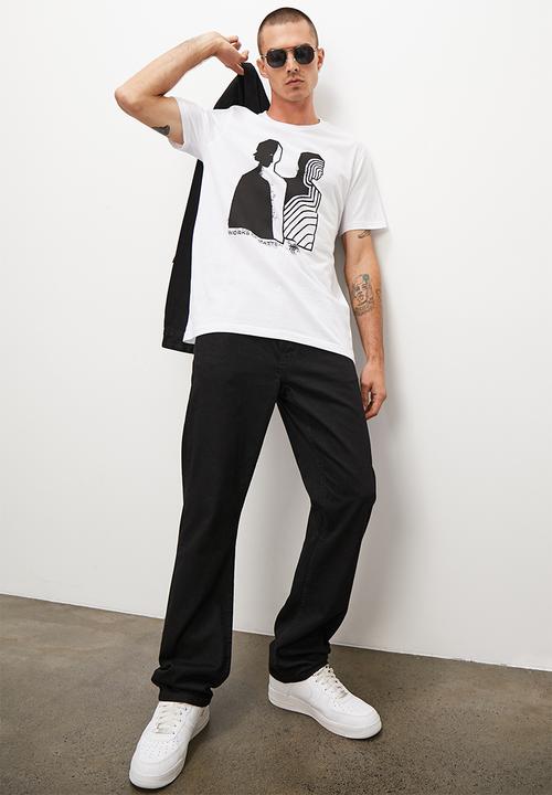 Superbalist - Mirror print reg fit graphic crew neck tee - white