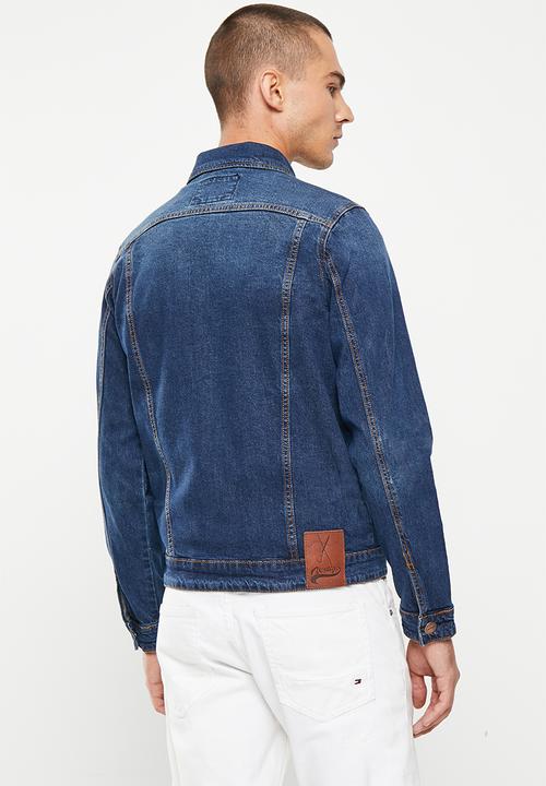 Vertigo - Mens vertigo fashion rinse denim jacket - denim rinse